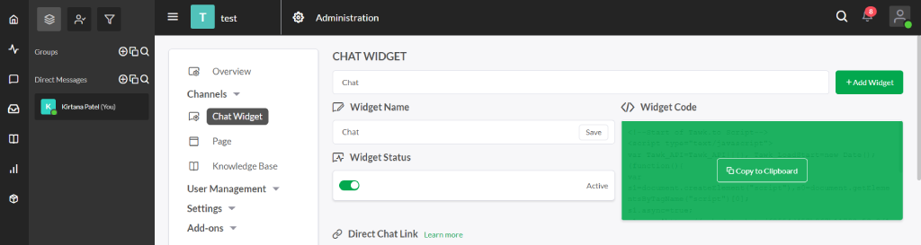 chat widget script copy